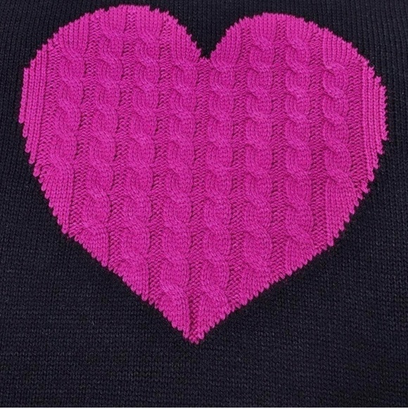 NEW Black with Pink Heart Pull-Over Sweater (brand new in bag) size XL - Picture 2 of 4